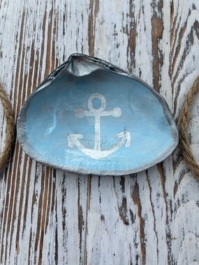 Hand Painted Anchor Trinket Shell Dish